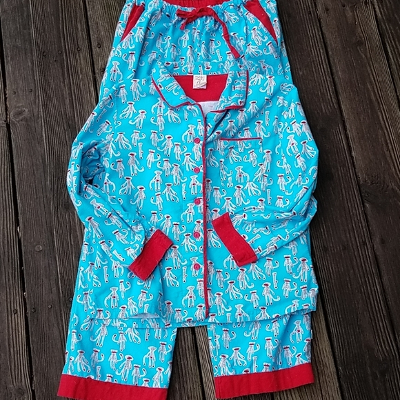 munki munki Other - Munki Munki fleexe sock monkey pjs medium 2 pieces